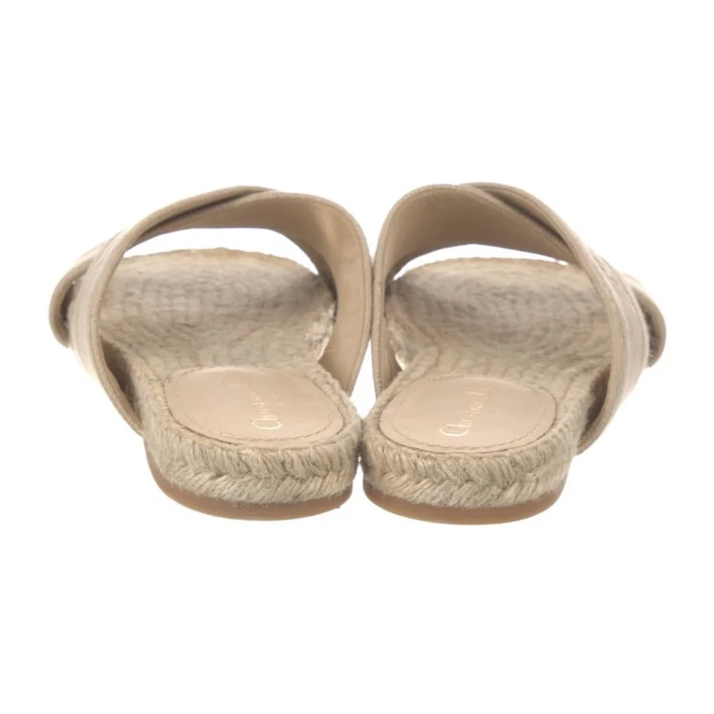 Christian Dior Tan Jute Espadrille Slides
